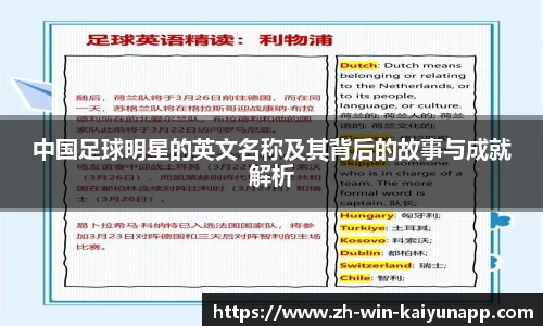 中国足球明星的英文名称及其背后的故事与成就解析